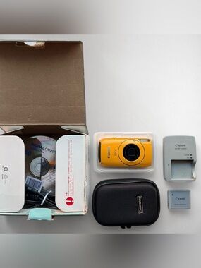 rare New w Box Canon IXY 30S matte yellow camera w Battery, Case, Charger includ